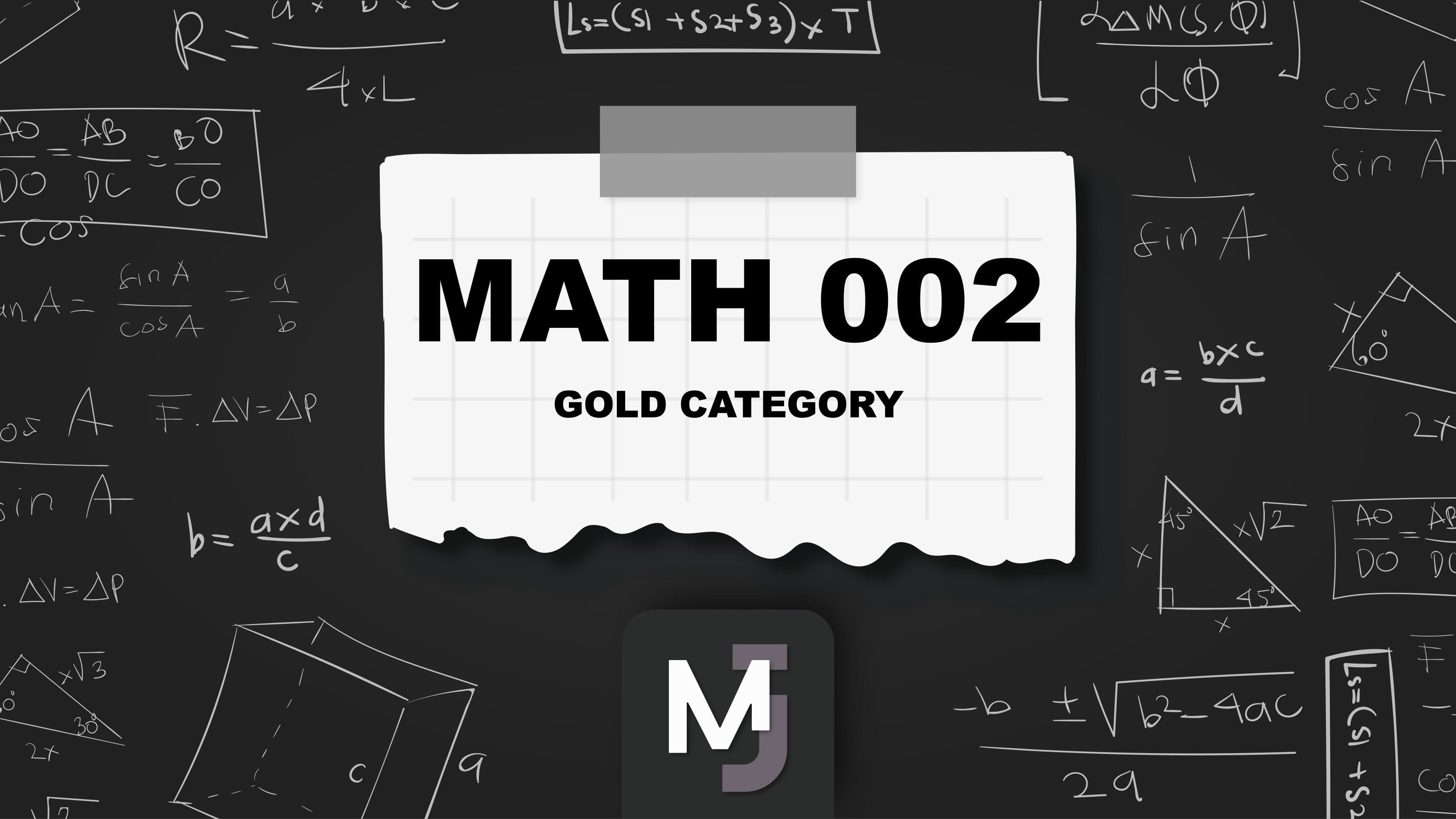 MATH002 GOLD CATEGORY